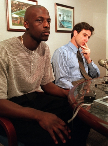 When Rhodes and UK Coach Rick Pitino (right) announced his 1995 depature, they said it was Rhodes' choice. Today Rhodes admits he was pushed out. “Every single Kentucky fan knows what happened with me and Coach P. and Ron Mercer.” (Photo from Daily Yonder)