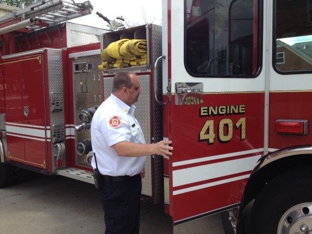 The Elsmere Fire Department's other pumper, which is similar to the new truck.