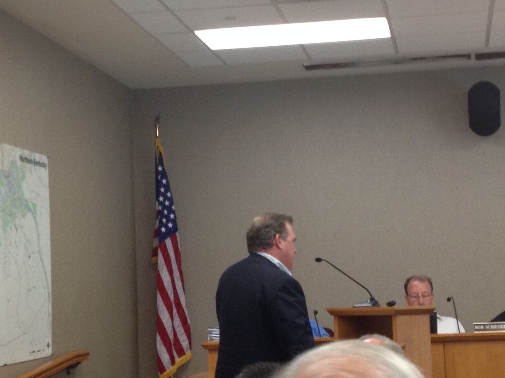 Brian Miller, Executive Vice President of the Home Builders Association of Northern Kentucky, addresses the SD1 board Tuesday