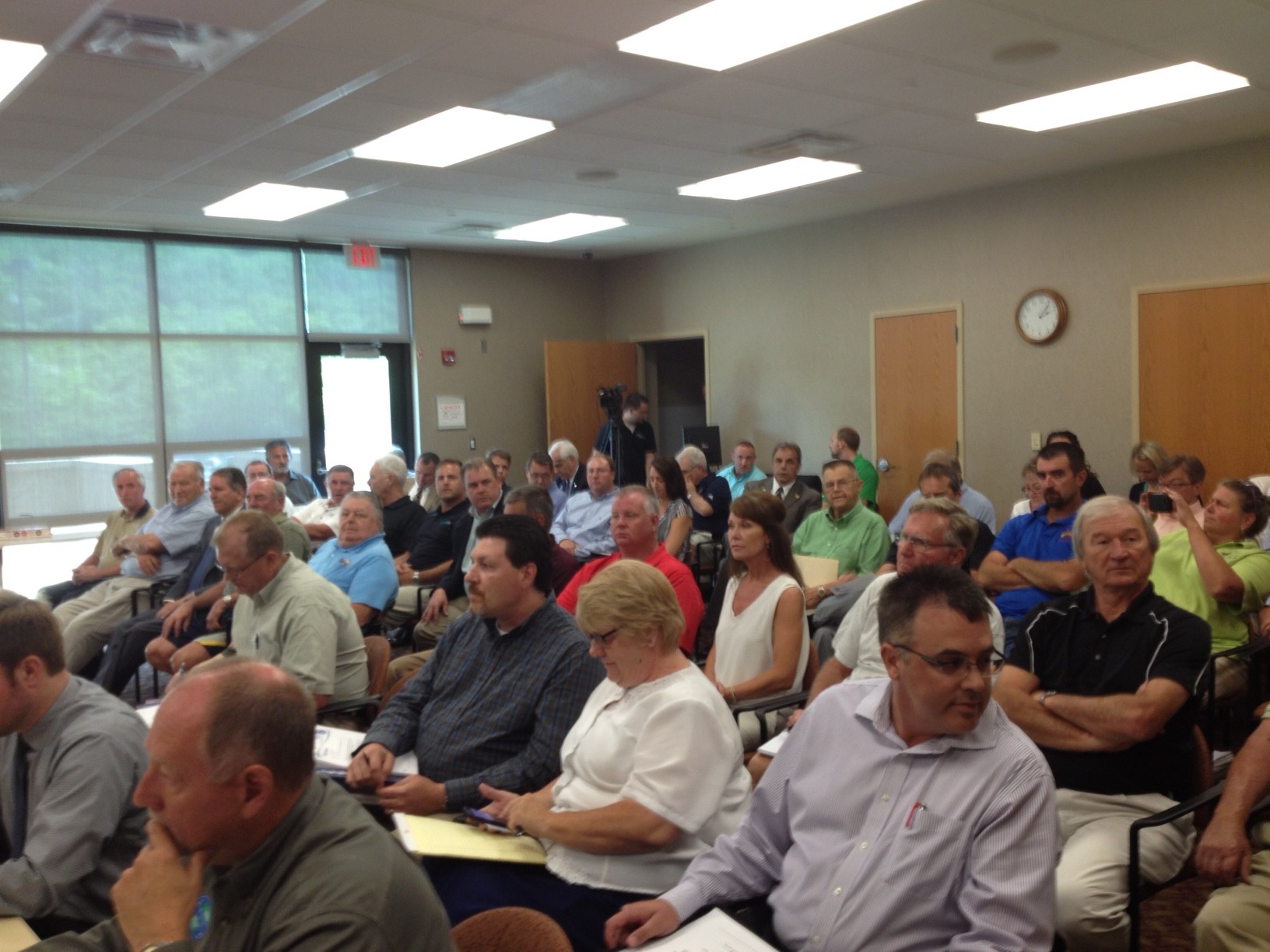 A large crowd attended Tuesday's SD1 board budget meeting. The board decided not to approve a rate increase for the upcoming fiscal year