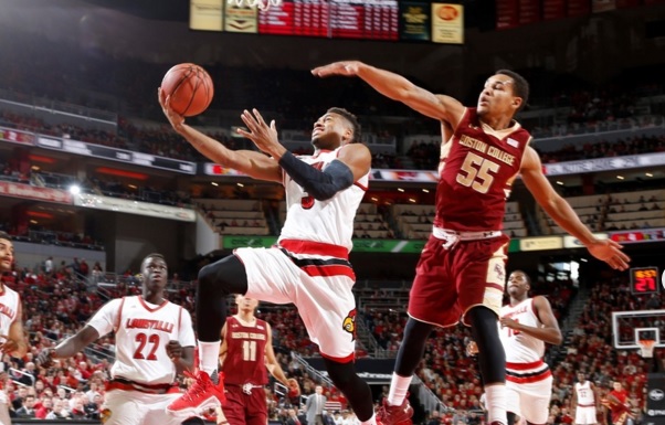 Trey Lewis scored 16 points Saturday to key Louisville to an easy win over Boston College (U of L Athletics Photo by Jeff Reinking)