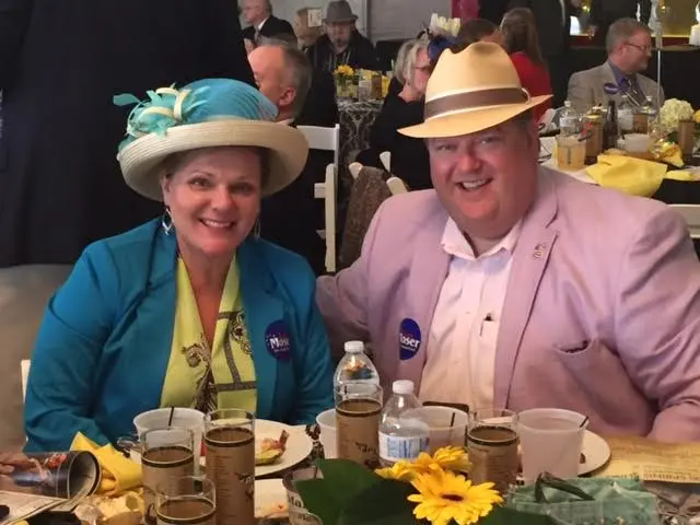 Tami and Marc Wilson were among those who enjoyed Spiral Stakes day in the VIP tent until high winds forced patrons into the grandstand.