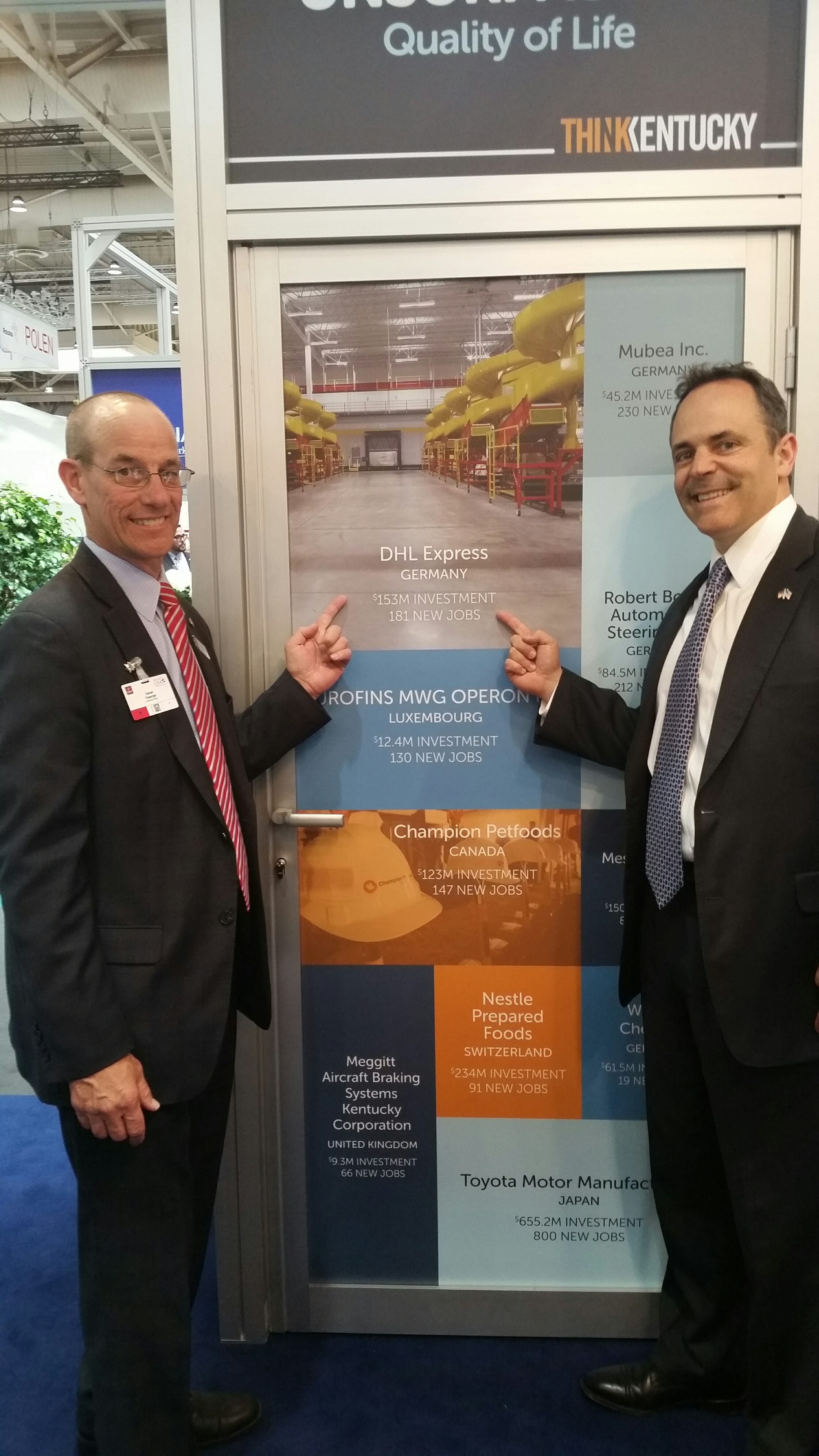 Dan Tobergte, president and CEO of Tri-ED, and Kentucky Governor Matt Bevin at the Think Kentucky exhibition booth. (Photo provided)