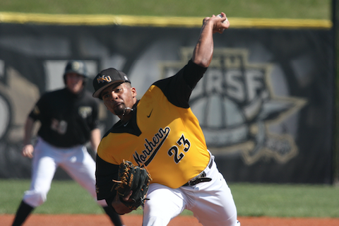 Northern Kentucky sophomore left-handed pitcher Trey Ganns has been named a Louisville Slugger National Player of the Week after striking out 14 batters in 7.2 scoreless innings pitched on Sunday (NKU Athletics Photo)