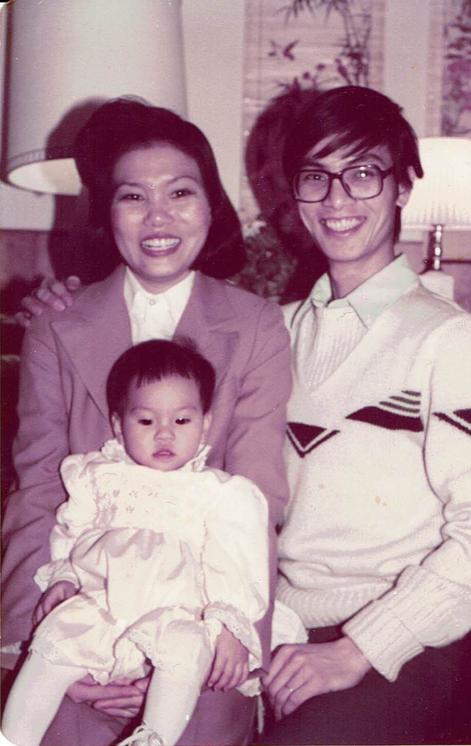 Theresa, husband Thinh, and daughter Thanh in 1985 after fleeing Vietnam and coming to Covington