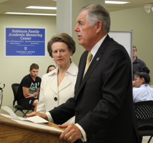 Bill and Joan Robinson at opening of the Robinson Family Academic Mentoring Center at TMC