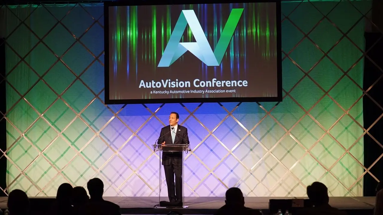 Gov. Matt Bevin address visitors to the Autovision Conference in Lexington