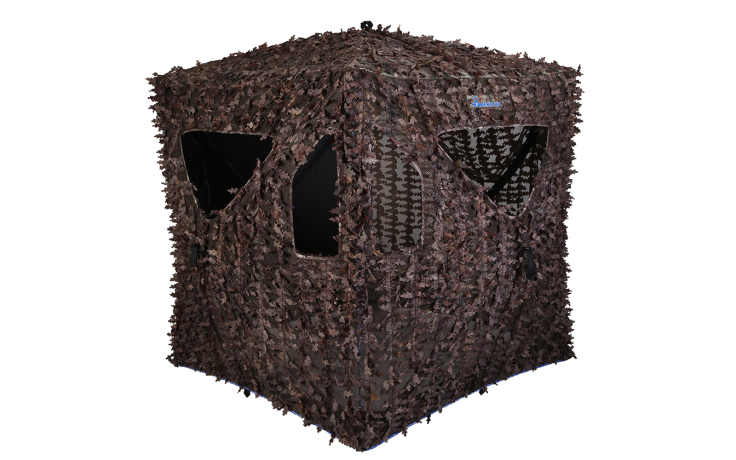 The Arcane ground blind in the Realtree Xtra camouflage pattern has been called “one big ghillie suit you can sit in,” because of its leafy exterior (Photo Provided)