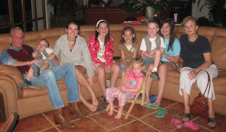 The Cains with their nine grandchildren, at their home in Mexico in 2009.  (Photo thanks to Hannah Cain)