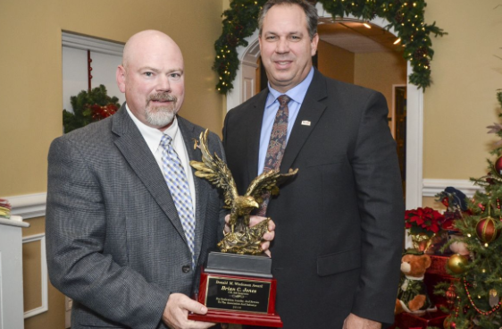 President Bill Cullen presents Brian Jones with the Lifetime Achievement Award (photo provided)