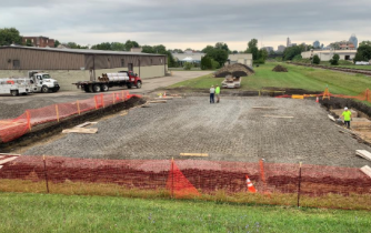 Covington Public Works erecting ‘dome’ at Russell St. home-to-be for 1,500 tons of wintry road treatment
