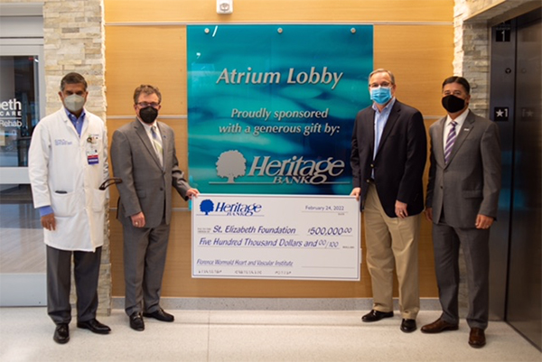 St. Elizabeth Healthcare receives $500,000 donation from Heritage Bank for new heart and vascular center