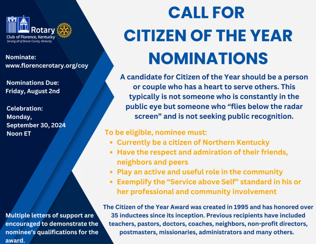 Rotary Club of Florence now accepting nominations for its 2024 Citizen ...