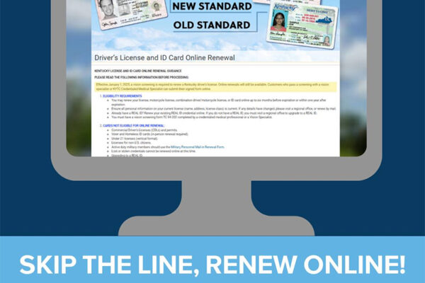 Kentuckians urged to ‘Skip the Line,’ take advantage of new remote-renewal driver licensing intitative