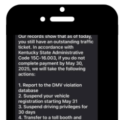 KY Transportation Cabinet issues alert over text message scam — don’t click the link