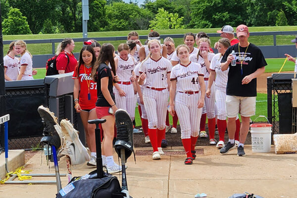 Underdog Holy Cross softball comes up short against powerful Harrison County in state opener